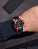 Curved Vertech Rubber Strap - Black & Orange Stitches - OM Luxury