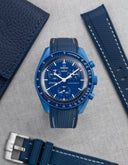 Curved Vertech Rubber Strap - Blue & White Stitches - OM Luxury